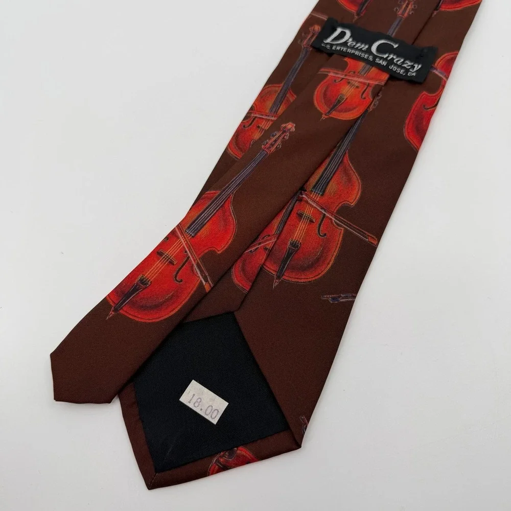 Vtg 1995 Dem Crazy Tie Mens Cello Violin Musical Instrument Novelty Made in USA